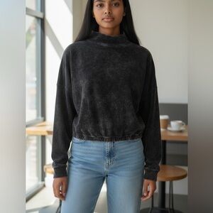 Cloth & Stone | Washed Black Mock Neck Pullover Top - NWT